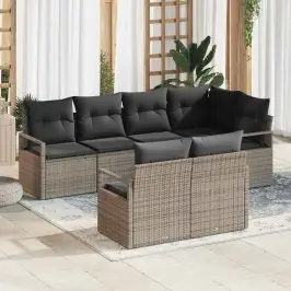 Dārza Dīvānu Komplekts Ar Spilvenu Ar Uzglabāšanu 7 Pcs Pelēka Vidaxl