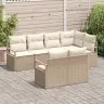 Sodo Sofų Rinkinys Su Pagalve 7 Pcs Bežinė Ir Kreminė Sodo Sofų Rinkinys Su Pagalve 7 Pcs Bežinė Ir Kreminė