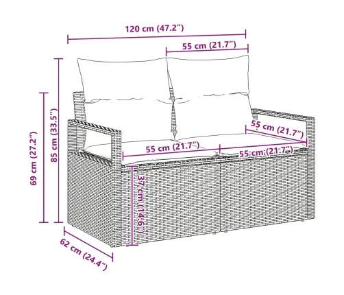 Sodo Sofų Rinkinys Su Pagalve 7 Pcs Juoda Poliratanas