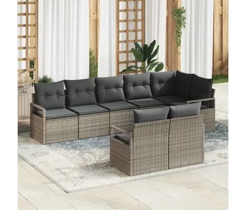 Dārza Dīvānu Komplekts Ar Spilvenu Ar Uzglabāšanu 8 Pcs Pelēka Vidaxl