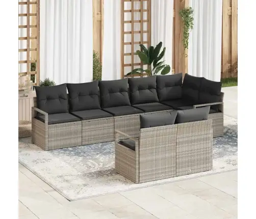 Sodo Sofų Rinkinys Su Pagalve Su Saugykla 8 Pcs Šviesiai Pilka Sodo Sofų Rinkinys Su Pagalve Su Saugykla 8 Pcs Šviesiai Pilka