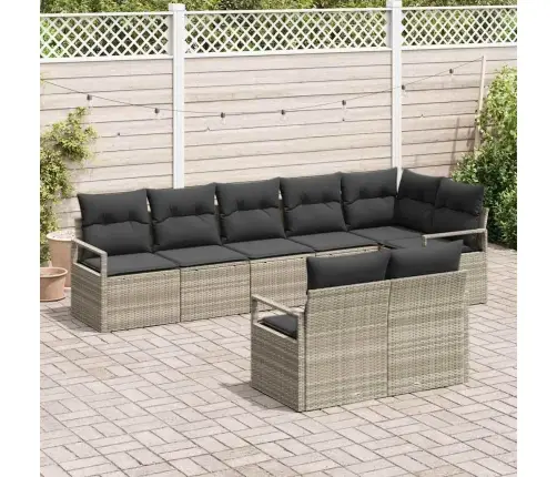 Sodo Sofų Rinkinys Su Pagalve Su Saugykla 8 Pcs Šviesiai Pilka Sodo Sofų Rinkinys Su Pagalve Su Saugykla 8 Pcs Šviesiai Pilka