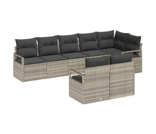 Sodo Sofų Rinkinys Su Pagalve Su Saugykla 8 Pcs Šviesiai Pilka Sodo Sofų Rinkinys Su Pagalve Su Saugykla 8 Pcs Šviesiai Pilka