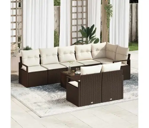 Aia Diivanikomplekt Padjaga 9 Pcs Pruun Ja Kreem Polürotang