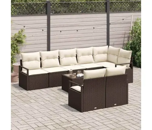 Aia Diivanikomplekt Padjaga 9 Pcs Pruun Ja Kreem Polürotang