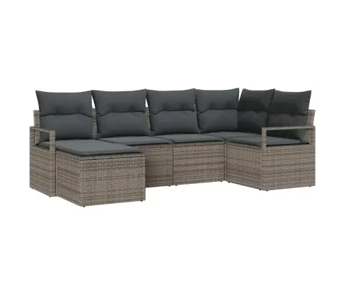 6 Gabalu Dārza Dīvānu Komplekts Ar Spilveniem Pelēkā Poli Rotangpalma Vidaxl