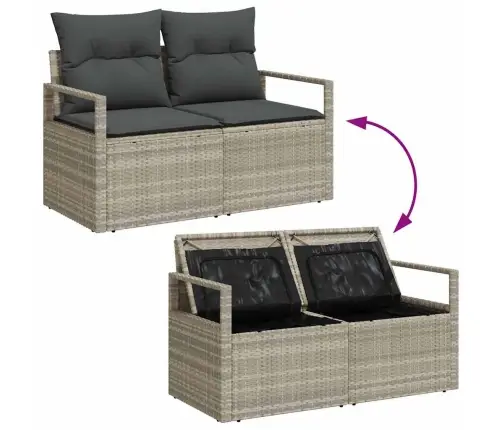 Diivanikomplekt Padjaga Ladustamisega 6 Pcs Helehall Polürotang