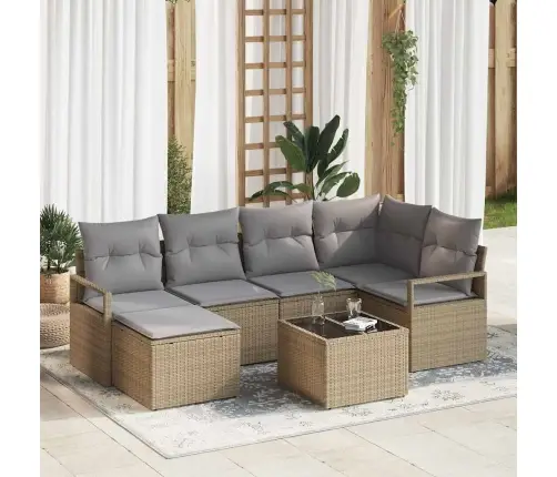 7 Daļu Dārza Dīvānu Komplekts Ar Spilveniem Melnā Poli Rotangā Vidaxl