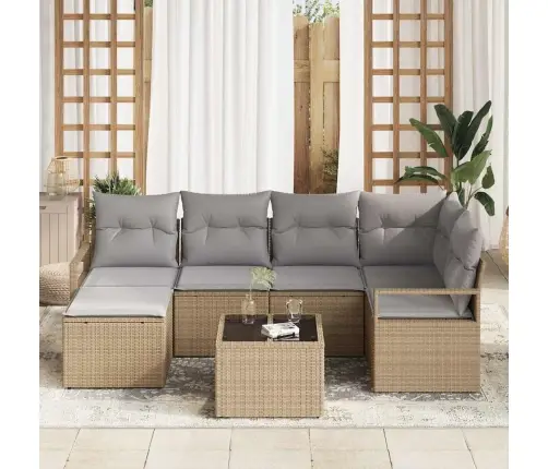 7 Daļu Dārza Dīvānu Komplekts Ar Spilveniem Melnā Poli Rotangā Vidaxl