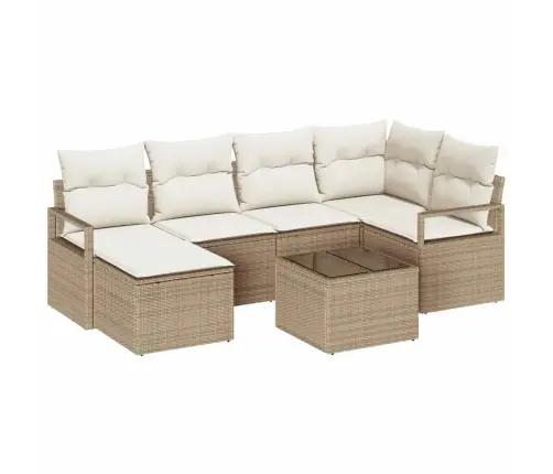 Sodo Sofų Rinkinys Su Pagalve 7 Pcs Bežinė Ir Kreminė