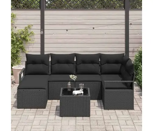 7 Gabalu Dārza Dīvānu Komplekts Ar Spilveniem, Bēšs Poli Rotangpalma Vidaxl