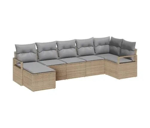 Dārza Dīvānu Komplekts Ar Spilvenu 7 Pcs Bēša Un Gaiši Pelēka Vidaxl Dārza Dīvānu Komplekts Ar Spilvenu 7 Pcs Bēša Un Gaiši Pelēka Vidaxl