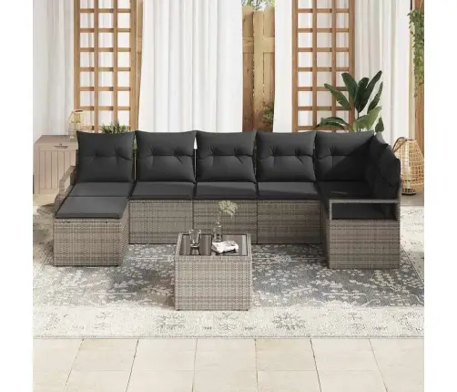 Diivanikomplekt Padjaga Ladustamisega 8 Pcs Helehall Polürotang