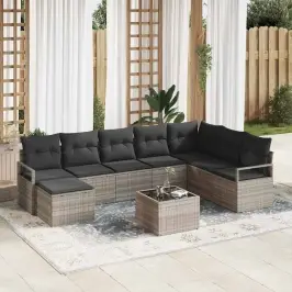 Sodo Sofų Rinkinys Su Pagalve Su Saugykla 8 Pcs Šviesiai Pilka