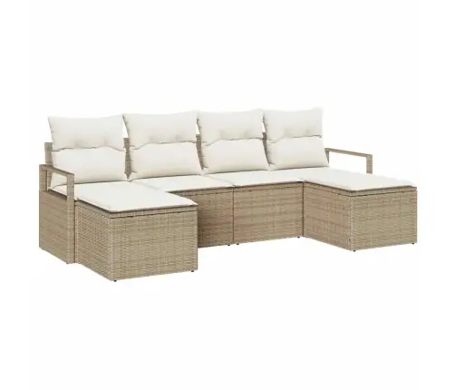 6 Gabalu Dārza Dīvānu Komplekts Ar Spilveniem, Bēšs, Poliratans Vidaxl