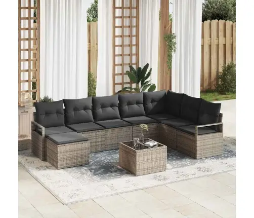 Diivanikomplekt Padjaga Ladustamisega 9 Pcs Helehall Polürotang