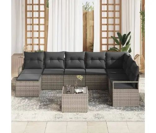 Diivanikomplekt Padjaga Ladustamisega 9 Pcs Helehall Polürotang