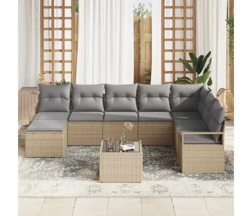 Diivanikomplekt Padjaga 9 Pcs Beež Ja Heledhall Polürotang