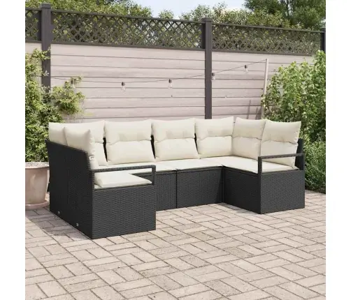 6 Daļu Dārza Dīvānu Komplekts Ar Spilveniem Melnā Poliratanā Vidaxl