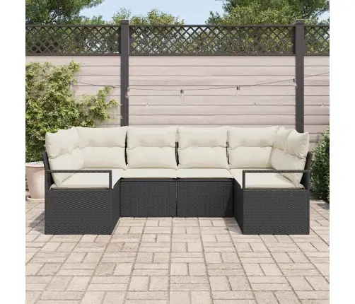 6 Daļu Dārza Dīvānu Komplekts Ar Spilveniem Melnā Poliratanā Vidaxl