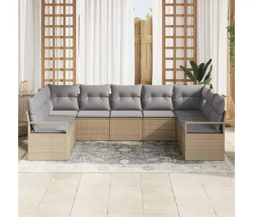 Aia Diivanikomplekt Padjaga 7 Pcs Beež Ja Heledhall Polürotang