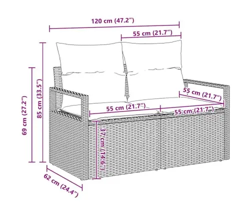 Sodo Sofų Rinkinys Su Pagalve 7 Pcs Juoda Poliratanas