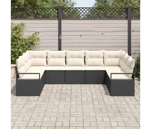 9 Daļīgs Dārza Dīvāns Ar Spilveniem Melns Rotangpalma Vidaxl