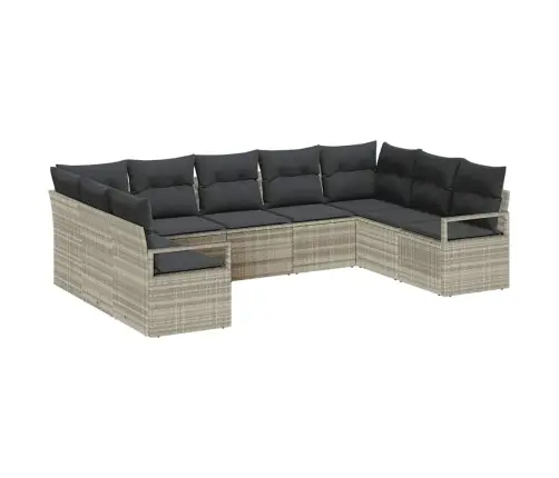 9 Daļu Dārza Dīvāna Komplekts Ar Spilveniem Gaiši Pelēks Poli Rotangpalma Vidaxl 9 Daļu Dārza Dīvāna Komplekts Ar Spilveniem Gaiši Pelēks Poli Rotangpalma Vidaxl