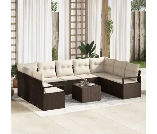 9 Daļu Dārza Dīvānu Komplekts Ar Spilventiņiem Pelēks Poli Rotangpalma Vidaxl