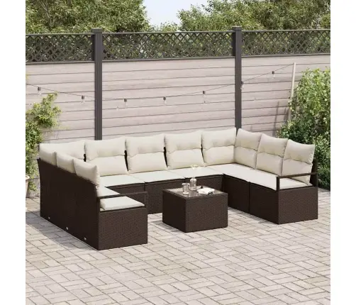 9 Daļu Dārza Dīvānu Komplekts Ar Spilventiņiem Pelēks Poli Rotangpalma Vidaxl