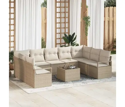 10 Daļu Dārza Dīvānu Komplekts Ar Spilveniem, Brūns, Polipūsts Vidaxl