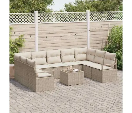 10 Daļu Dārza Dīvānu Komplekts Ar Spilveniem, Brūns, Polipūsts Vidaxl