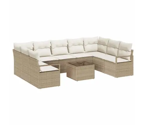 10 Daļu Dārza Dīvānu Komplekts Ar Spilveniem, Brūns, Polipūsts Vidaxl