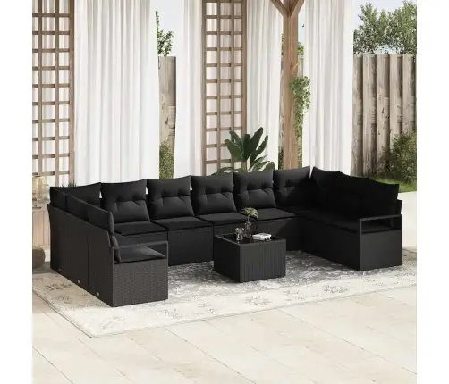 Diivanikomplekt Padjaga Ladustamisega 11 Pcs Must Polürotang