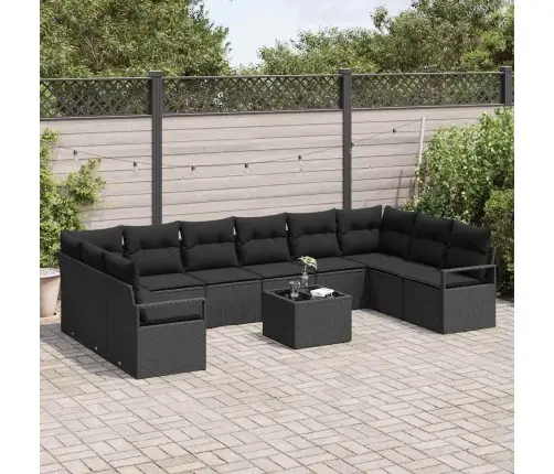 Diivanikomplekt Padjaga Ladustamisega 11 Pcs Must Polürotang