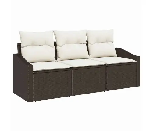 3 Daļu Dārza Ēdamgalds Ar Spilveniem Brūnā Polietilēna Rotangpalma Vidaxl