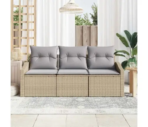 3 Daļu Dārza Ēdamgalds Ar Spilveniem Bēšā Poliratana Vidaxl