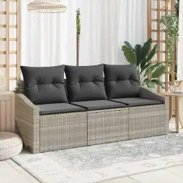 Dārza Dīvānu Komplekts Ar Spilvenu 3 Pcs Gaiši Pelēks Vidaxl