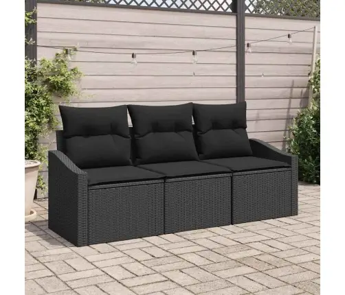 Aia Diivanikomplekt Padjaga Ladustamisega 3 Pcs Must Polürotang