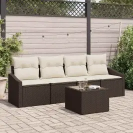 Sodo Sofų Rinkinys 5 Pcs Ruda Ir Grietinėlė 55 X 55 X 37 Cm