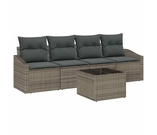 5 Daļu Dārza Galds Ar Spilveniem Pelēkā Krāsā Vidaxl