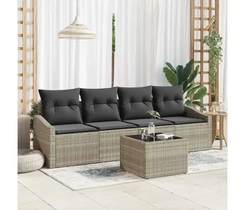 Diivanikomplekt Padjaga 5 Pcs Helehall Ja Tumehall Polürotang