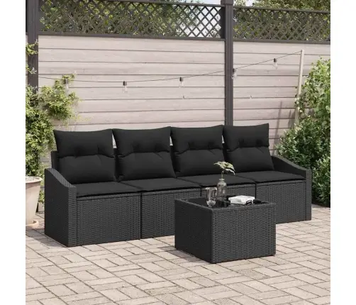 5 Daļu Dārza Galds Ar Spilveniem Melnā Poli Rūtī Vidaxl