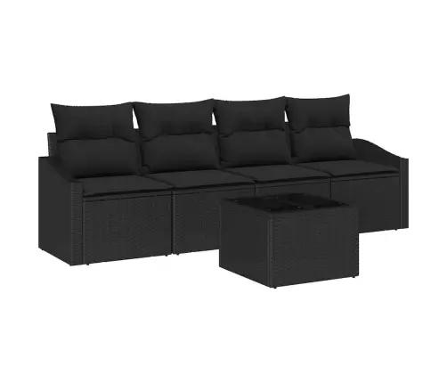 5 Daļu Dārza Galds Ar Spilveniem Melnā Poli Rūtī Vidaxl