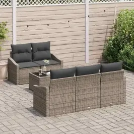Dārza Dīvānu Komplekts Ar Spilvenu 6 Pcs Pelēka 55 X 55 X 37 Cm Vidaxl