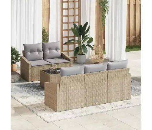 6 Daļu Dārza Dīvānu Komplekts Ar Bēšiem Spilveniem Vidaxl