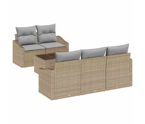 6 Daļu Dārza Dīvānu Komplekts Ar Bēšiem Spilveniem Vidaxl