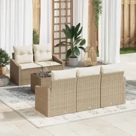 Sodo Sofų Rinkinys 6 Pcs Bežinė Ir Kreminė 55 X 55 X 37 Cm