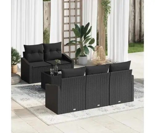 6 Daļu Dārza Dīvānu Komplekts Ar Spilveniem, Melns Poli-Ratans Vidaxl 6 Daļu Dārza Dīvānu Komplekts Ar Spilveniem, Melns Poli-Ratans Vidaxl