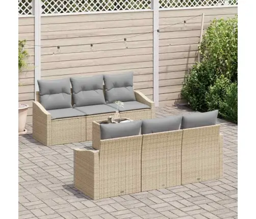 Sofos Komplektas Su Pagalve 7 Pcs Bežinė Ir Pilka Poliratanas